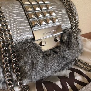 Michael Kors MK Rabbit Fur Convertible Sloan Bag